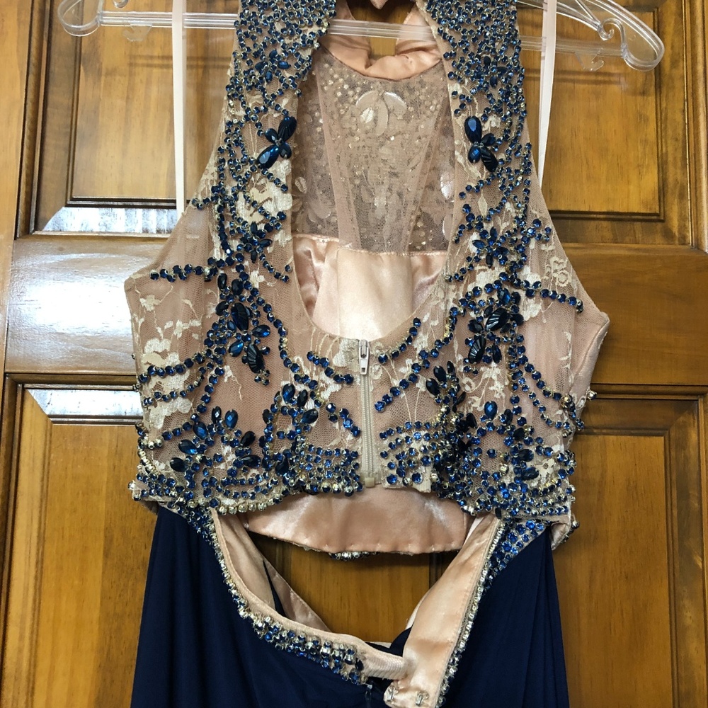 Dark blue two piece dress - Picture 3 of 5
